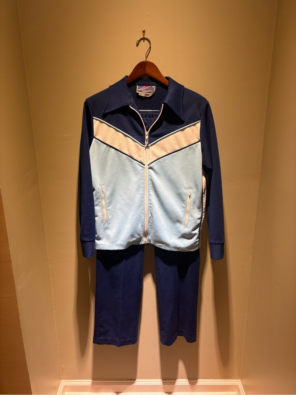 Vintage 70s White Stag Speedo Track Suit Colorblock Chevron M